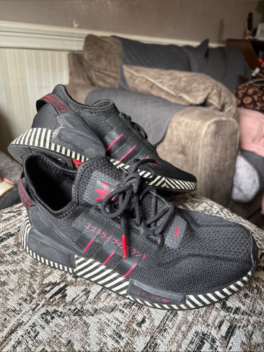 adidas NMD Black Sneakers with Red Accents - Men's Low-Top Trainers